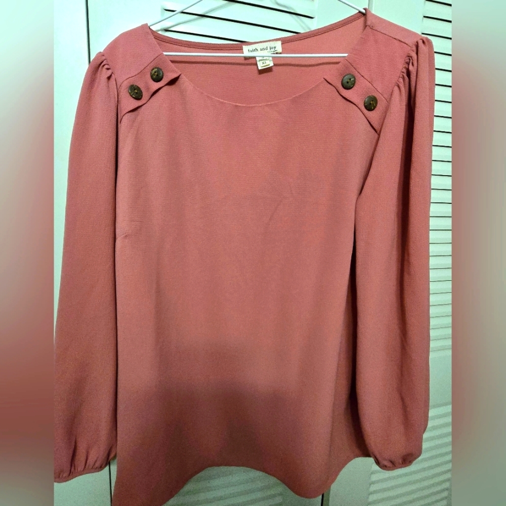 Faith and Joy Rose Long Sleeve Sailor Collar Blouse